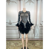 Glam Feathered Bodysuit - Party, Sing, Dance – Plus Size